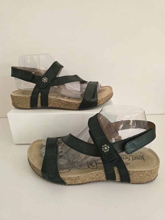 Josef Seibel Shoes - Josef Seibel Tonga 25 Black Leather Cork Open Toe Sandals 40 9 9.5 Shoes Womens